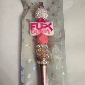 F Cancer Ribbon Handmade Pen with acrylic flower on the pen